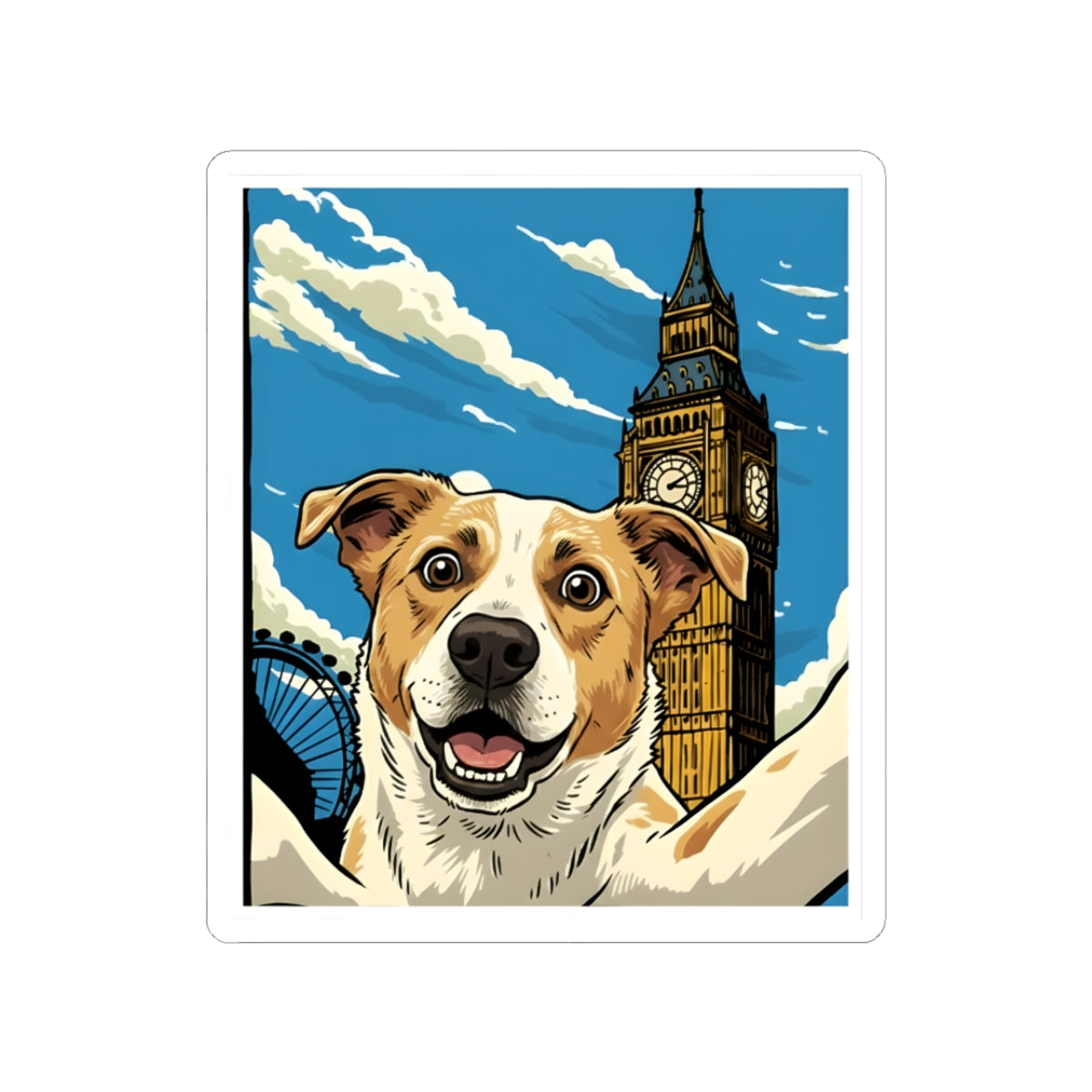 Big Ben Happy Dog Selfie Sticker