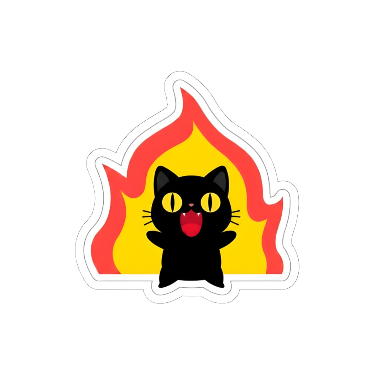 Cute Black Cat on Fire Sticker