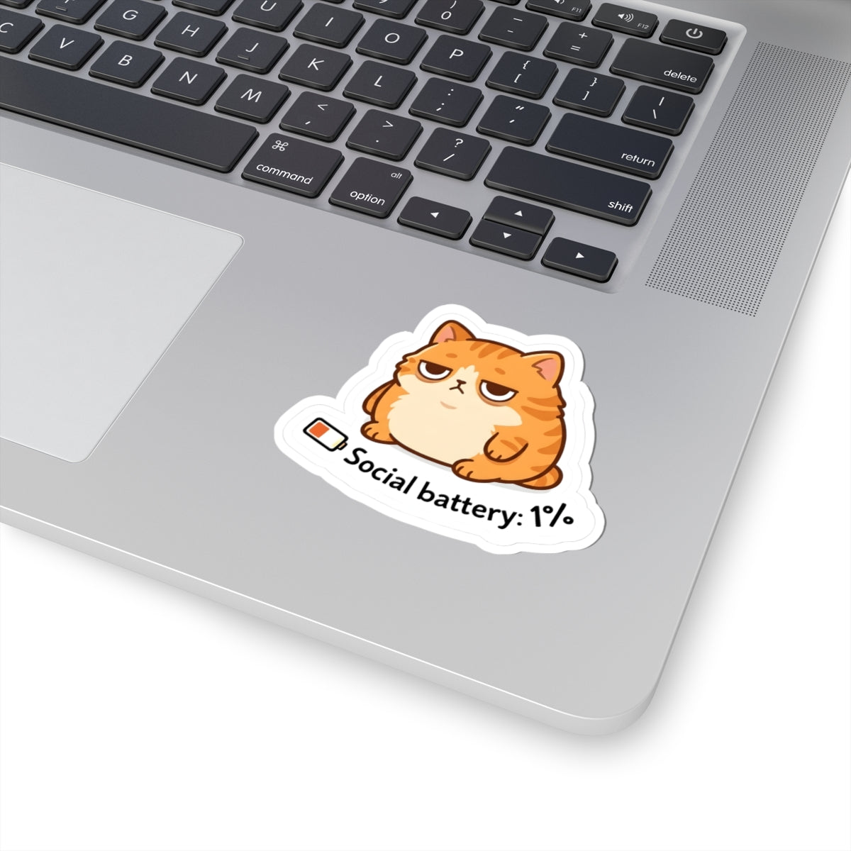 Social Battery 1% Cat Sticker