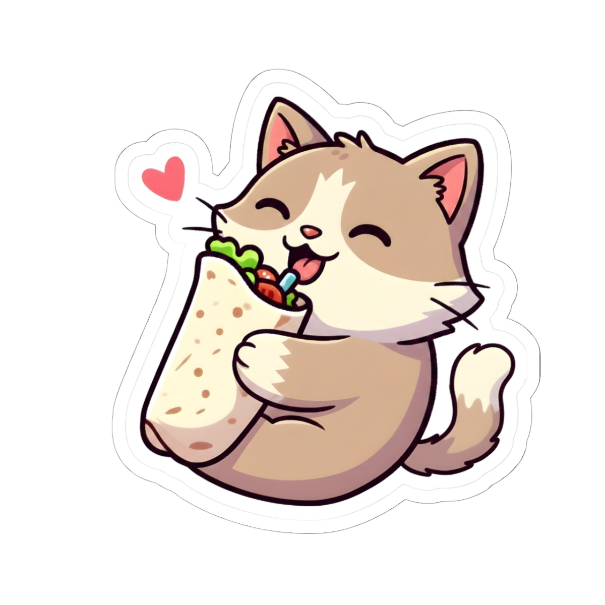 Cute Cat Eating Burrito Sticker