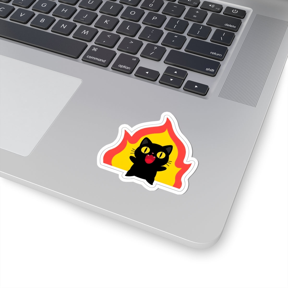 Cute Black Cat on Fire Sticker